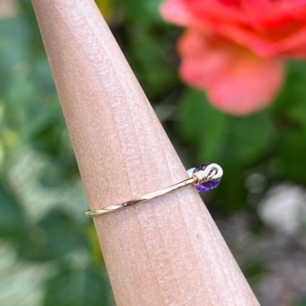 Amethyst & Freshwater Pearl Gold Ring